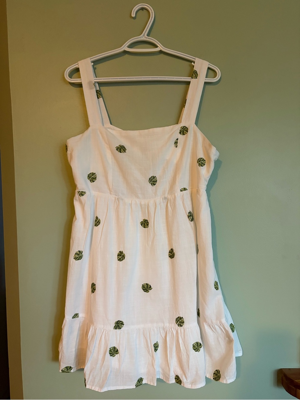 100% Cotton Tropical Monstera Leaf Smock Dress Plus Size Tiered Summer Mini XXL